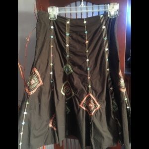 SLB 6petite Brown embroidered skirt